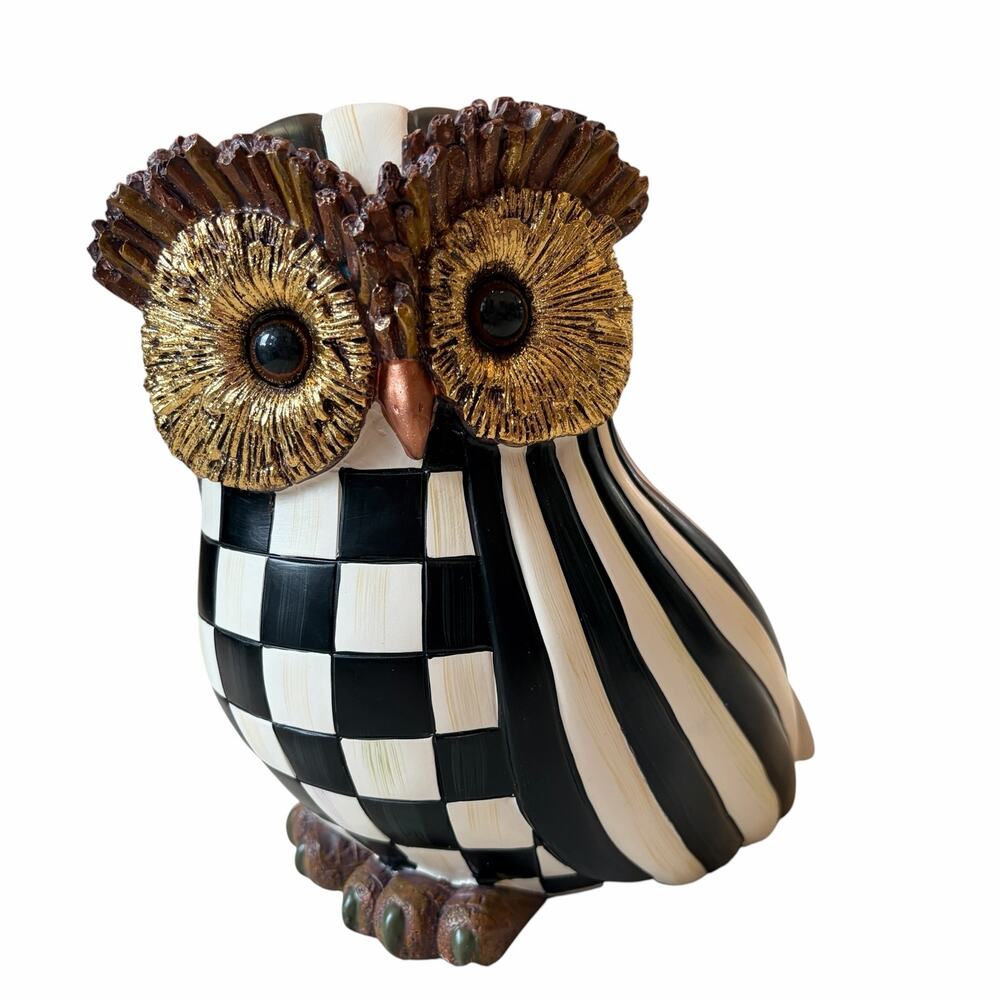 NEW Mackenzie Childs Courtly Stripe Owl in Original Box